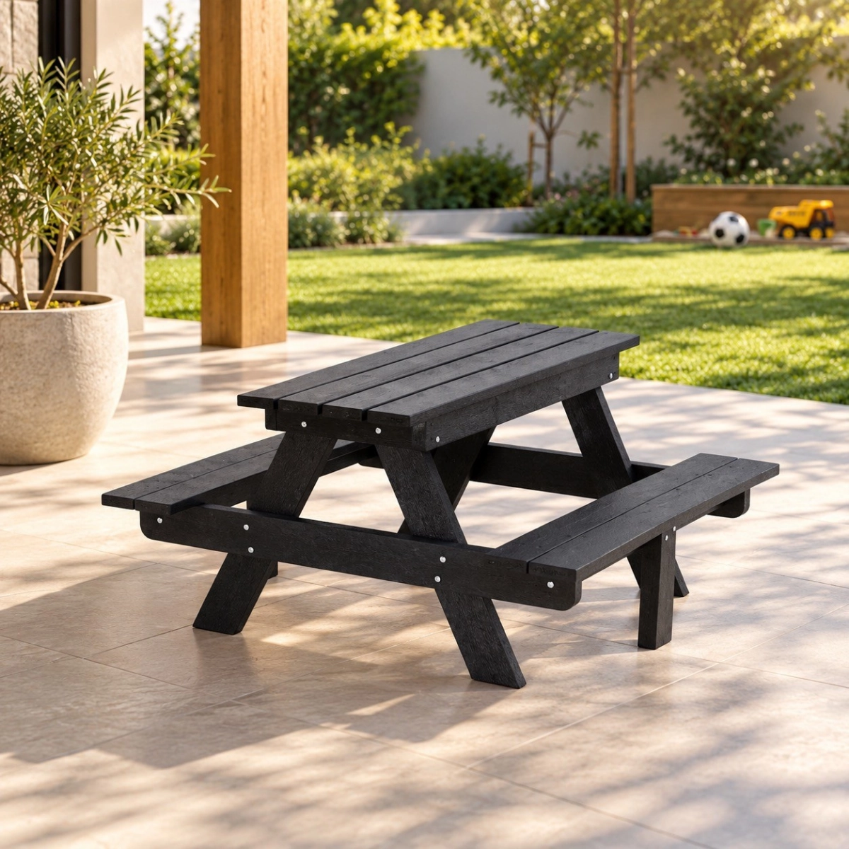 4 seater picnic set black - Green Plastic Wood