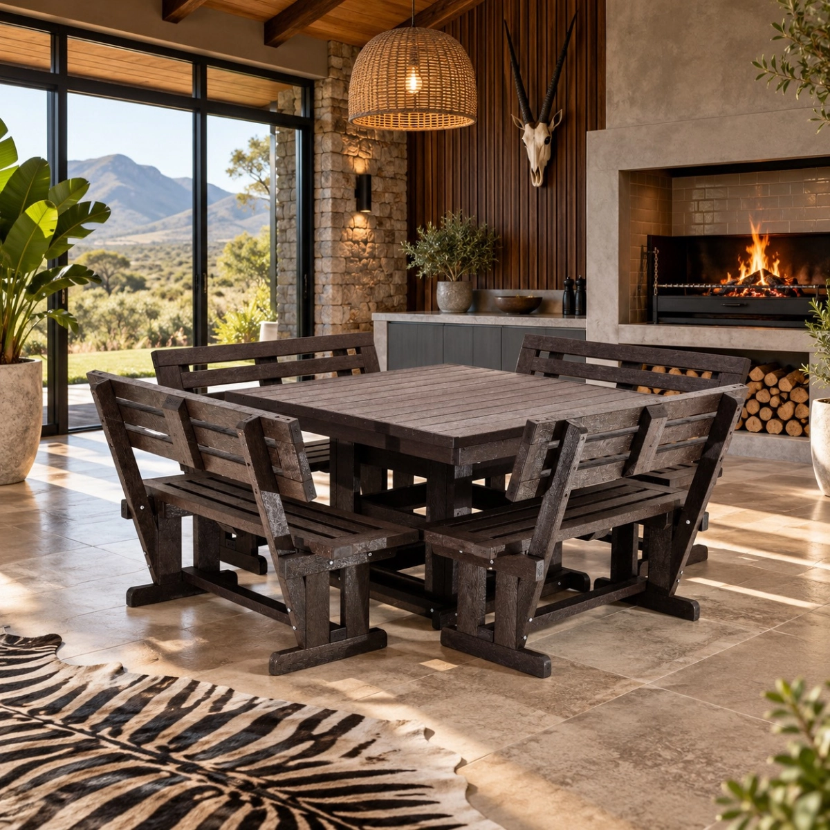 8 seater lapa set brown - Green Plastic Wood