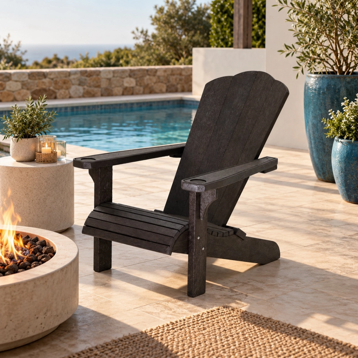 Adirondack chair brown front - Green Plastic Wood