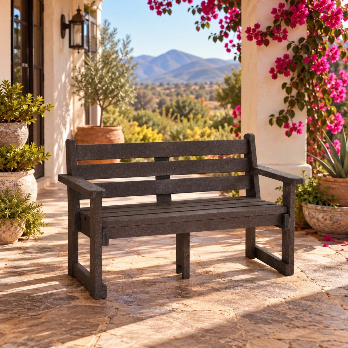Brown garden bench front - Green Plastic Wood