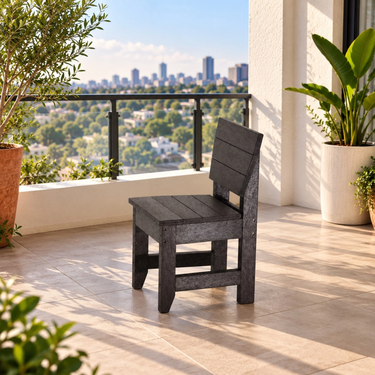 Dinette chair front side view - Green Plastic Wood