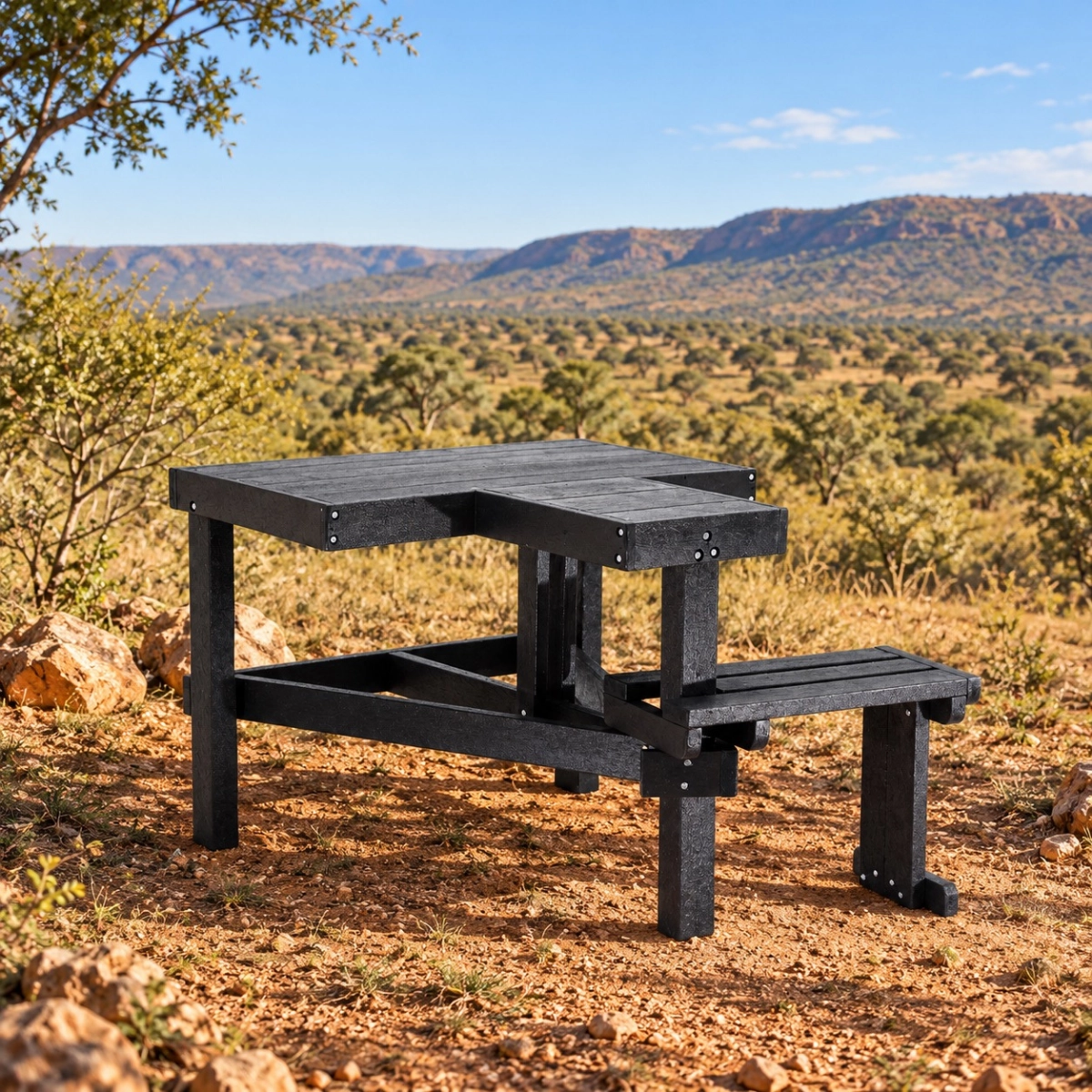Open-air swivel shooting bench black - Green Plastic Wood