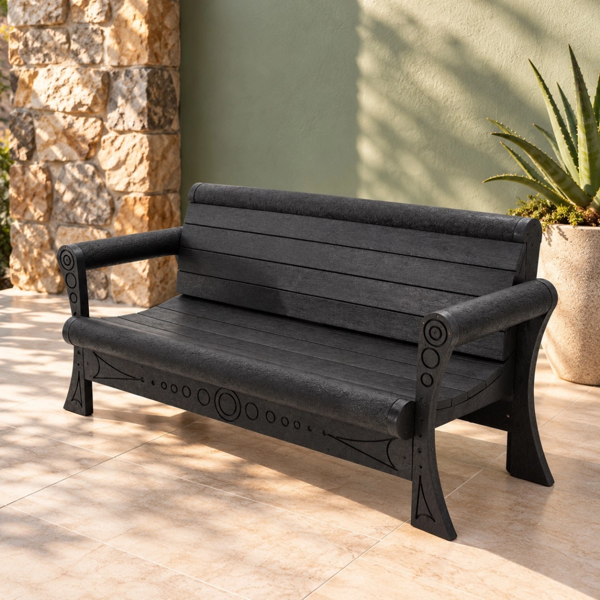 Three seater adelaide bench - Green Plastic Wood