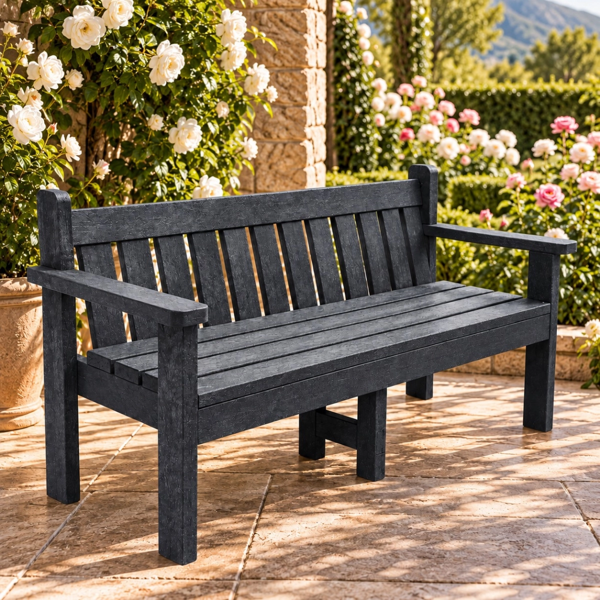 1.6m King Bench (3 Seater) - Green Plastic Wood